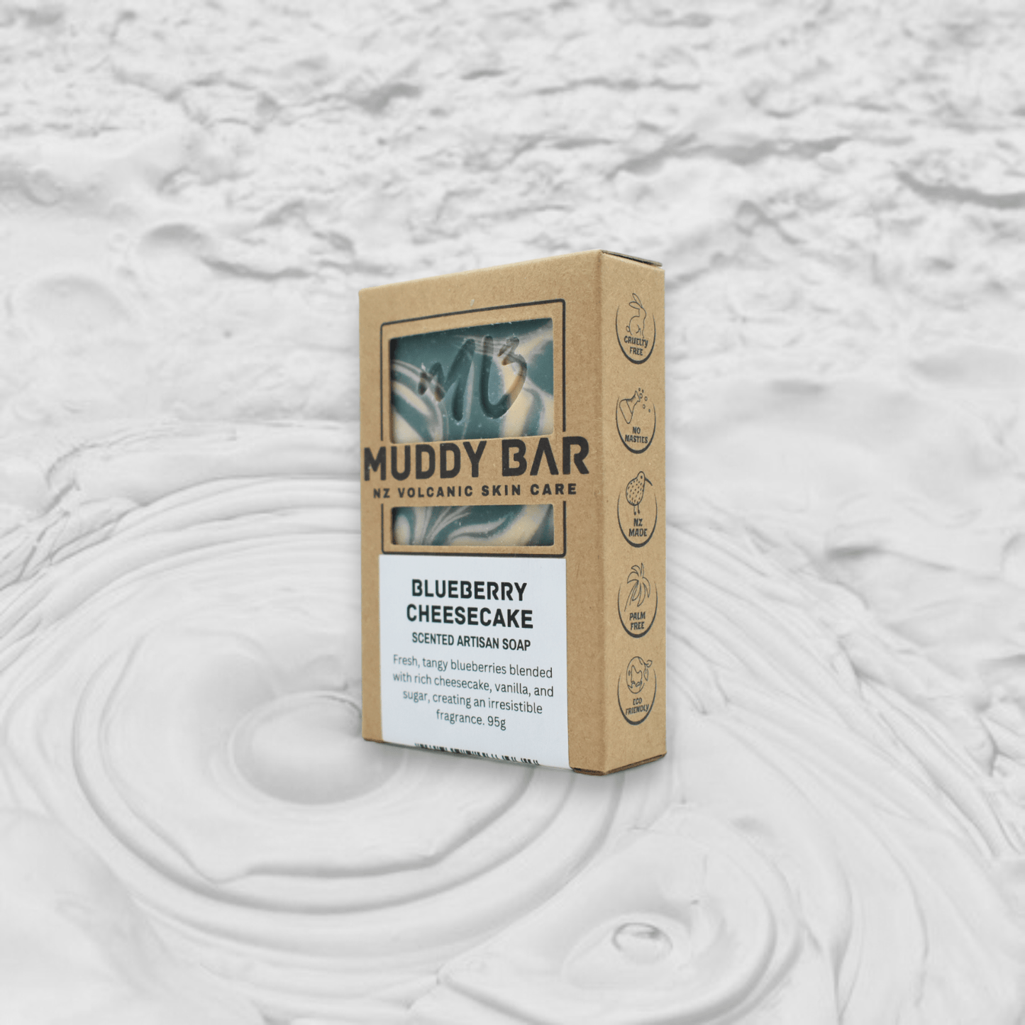 Muddy Bar New Zealand handmade soap Blueberry scented soap with volcanic clay.