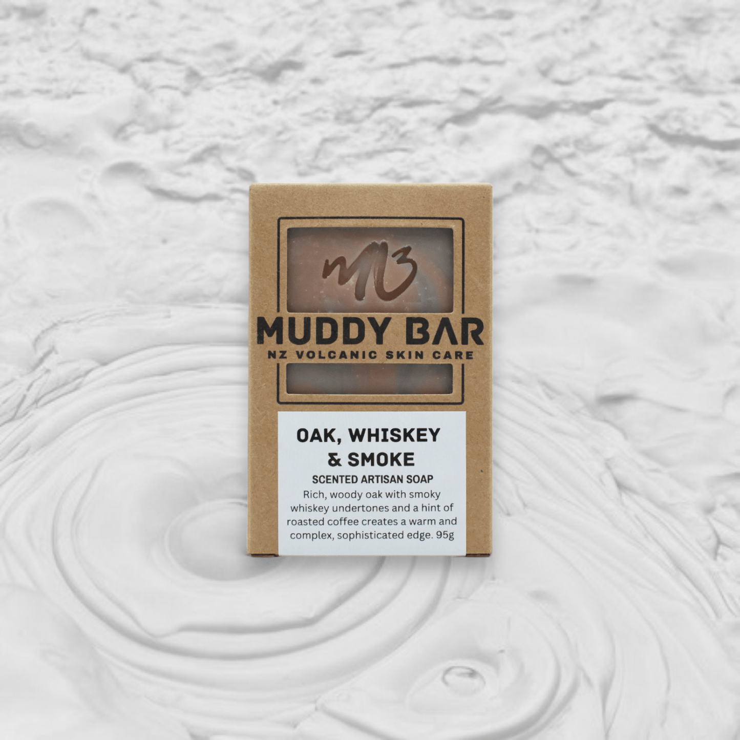 muddy bar new zealand handmade soap Oak, whiskey & smoke scented soap.