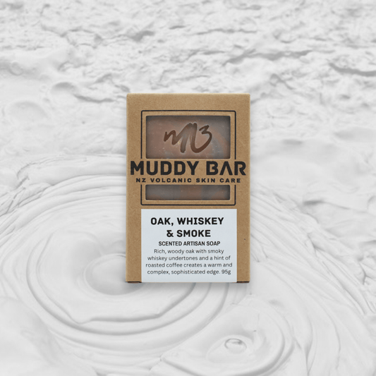 muddy bar new zealand handmade soap Oak, whiskey & smoke scented soap.