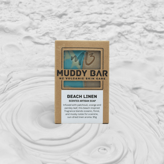 Muddy Bar soap Beach linen scented soap with volcanic clay.