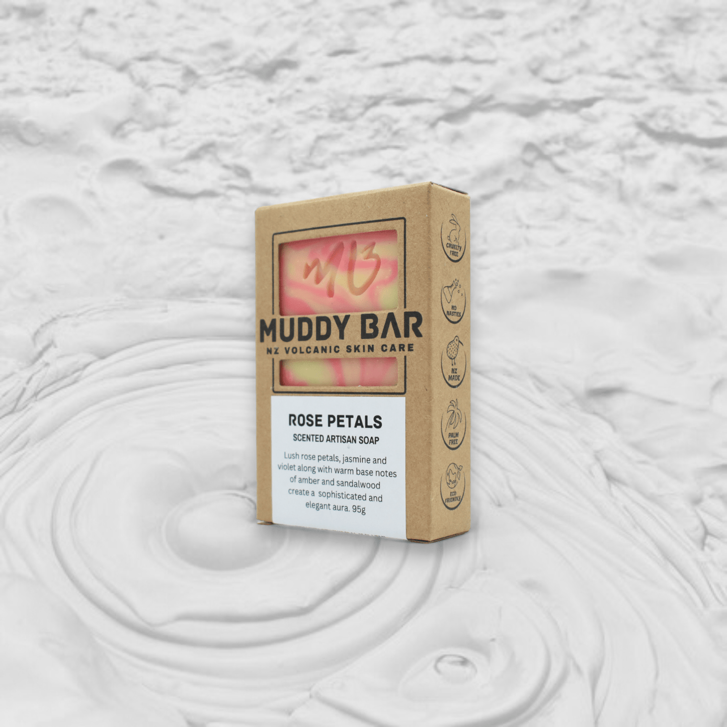 Muddy Bar soap Rose petal scented soap.