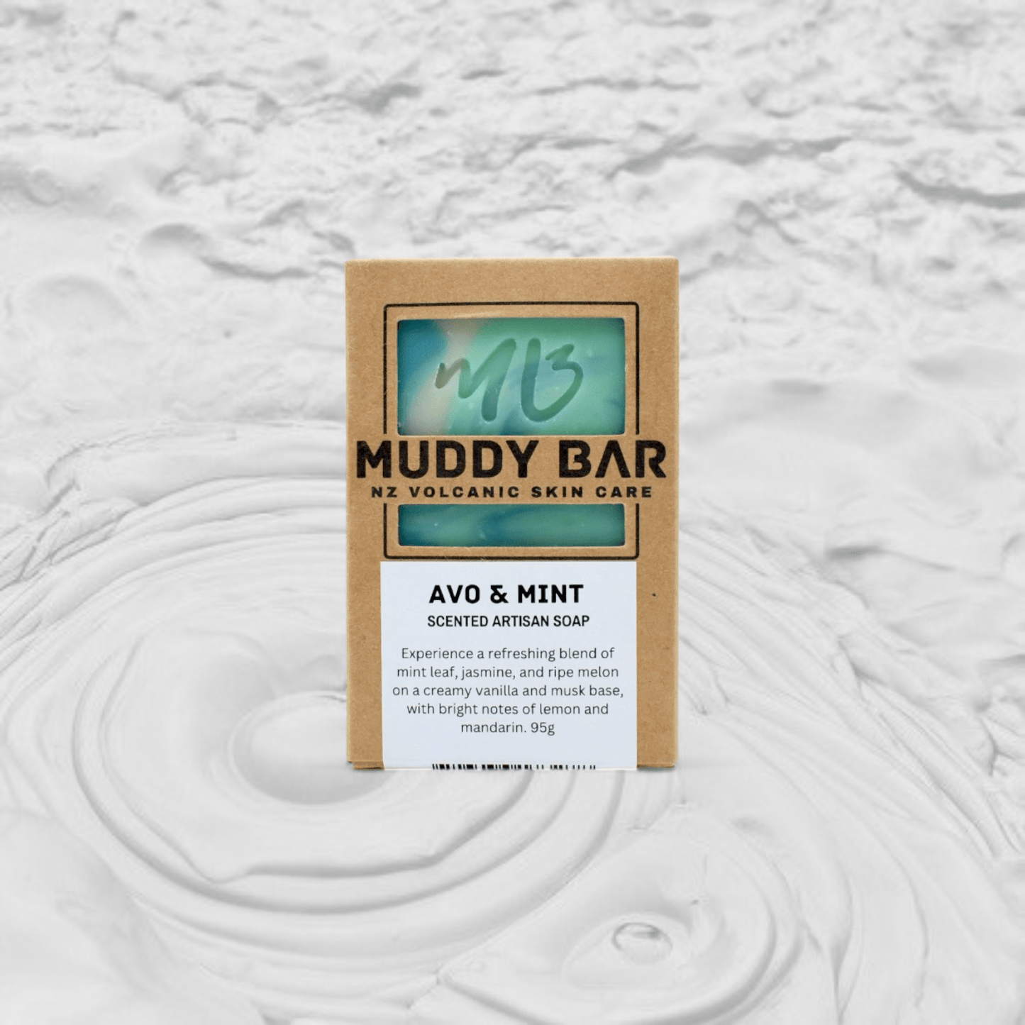 Sulphur City Soapery New Zealand handmade soap AVO & MINT SOAP, with volcanic clay.