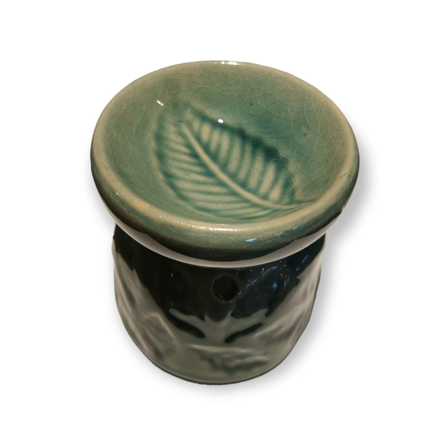 Sulphur City Soapery oil burner Mini ceramic oil burner - blue with leaves